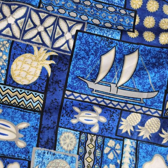 Rima Shirt Mens 2XL Blue Hawaiian Aloha Button Front Short Sleeve Tropical - Picture 11 of 12